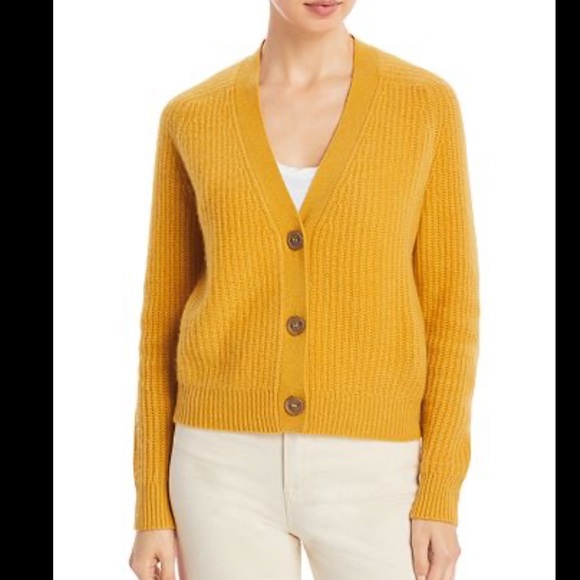 Bloomingdale's Sweaters - C by Bloomingdale's Cropped Cashmere  mustard yellow/gold Cardigan